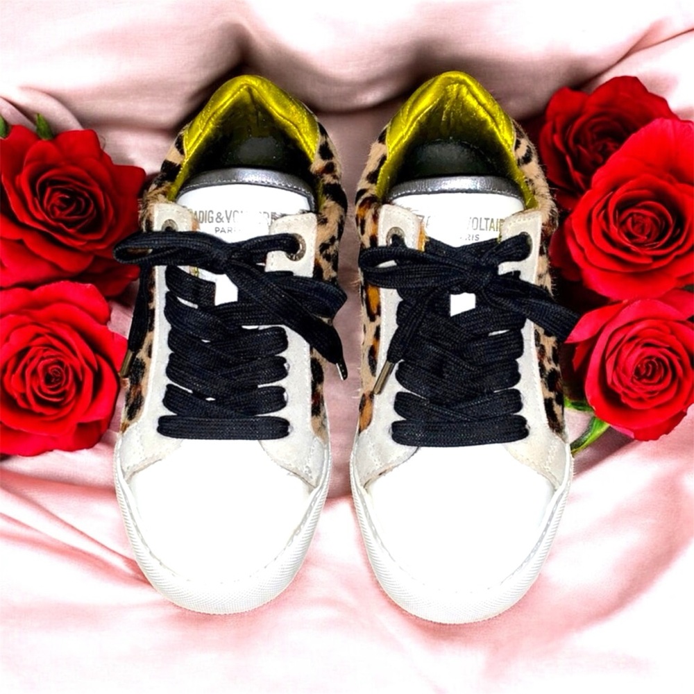 NWOT! Zadig & Voltaire Leopard Haircalf & Leather Sneaker - Picture 4 of 12